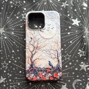 Decorative Phone Case with Moon and Tree Design - iPhone 14 Pro Max - MagSafe